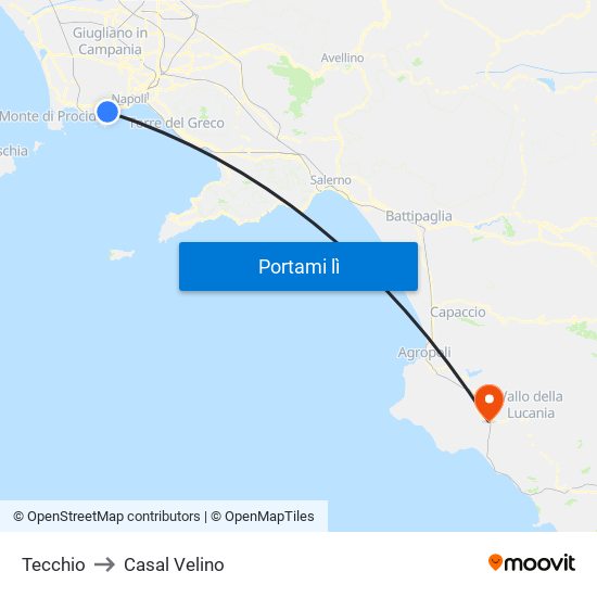 Tecchio to Casal Velino map