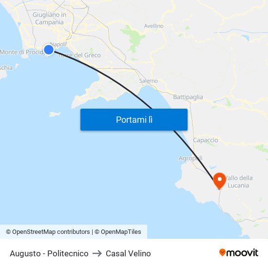 Augusto - Politecnico to Casal Velino map