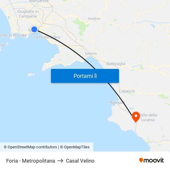 Foria - Metropolitana to Casal Velino map