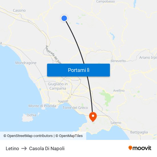 Letino to Casola Di Napoli map