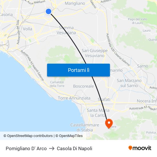 Pomigliano D' Arco to Casola Di Napoli map