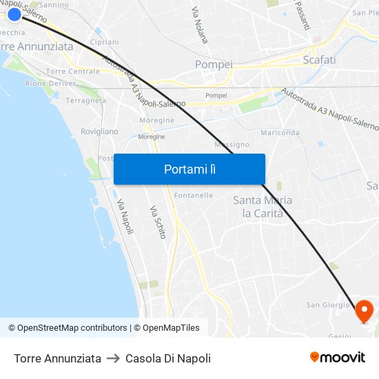 Torre Annunziata to Casola Di Napoli map