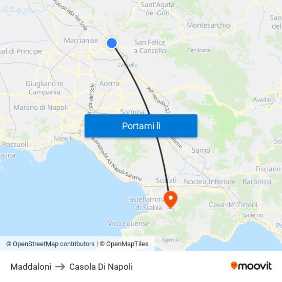 Maddaloni to Casola Di Napoli map