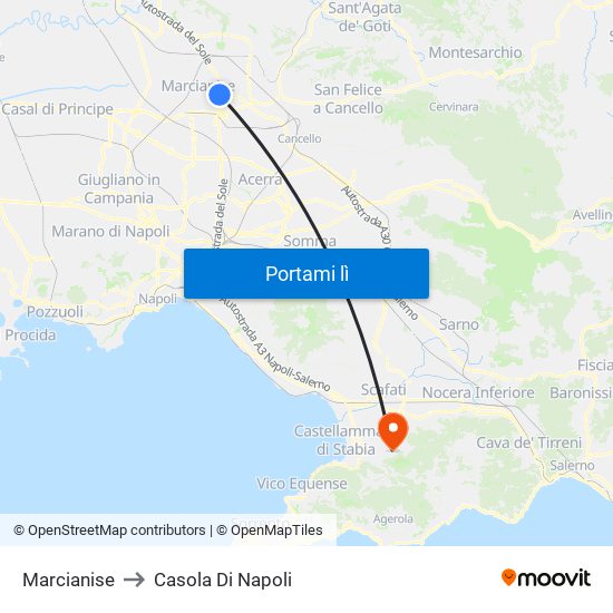 Marcianise to Casola Di Napoli map