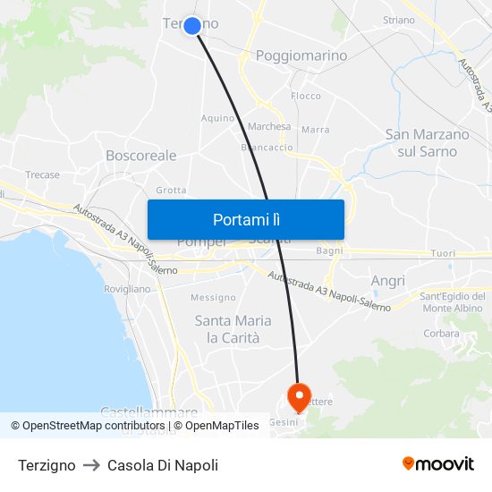 Terzigno to Casola Di Napoli map