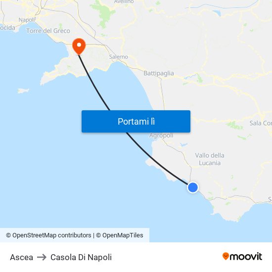 Ascea to Casola Di Napoli map