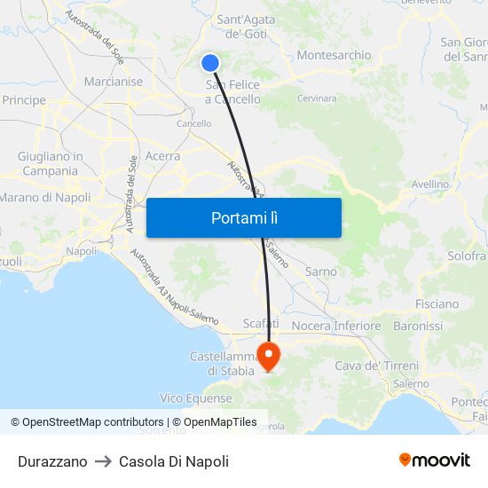 Durazzano to Casola Di Napoli map