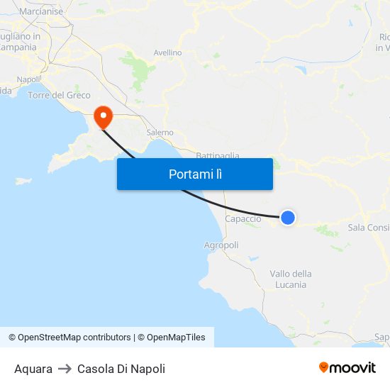 Aquara to Casola Di Napoli map