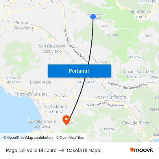 Pago Del Vallo Di Lauro to Casola Di Napoli map