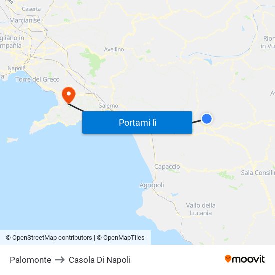 Palomonte to Casola Di Napoli map