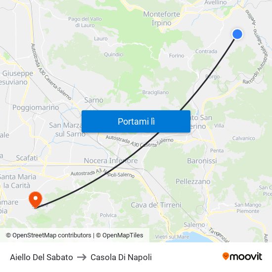 Aiello Del Sabato to Casola Di Napoli map