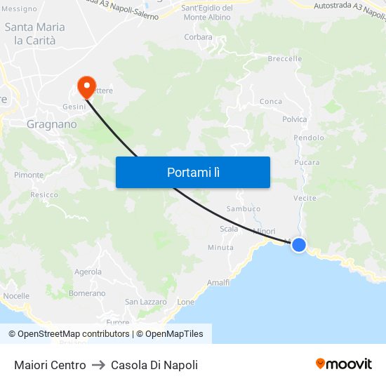 Maiori Centro to Casola Di Napoli map