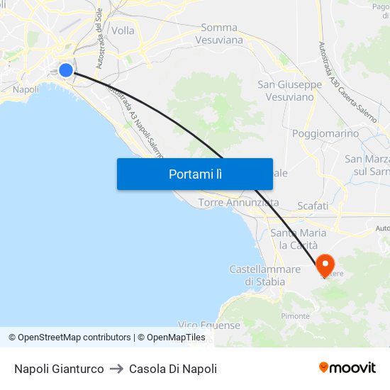 Napoli Gianturco to Casola Di Napoli map