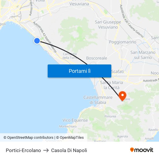 Portici-Ercolano to Casola Di Napoli map