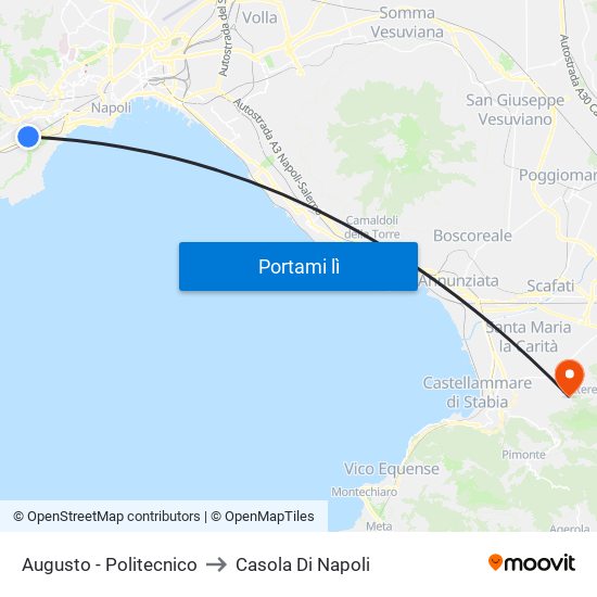 Augusto - Politecnico to Casola Di Napoli map