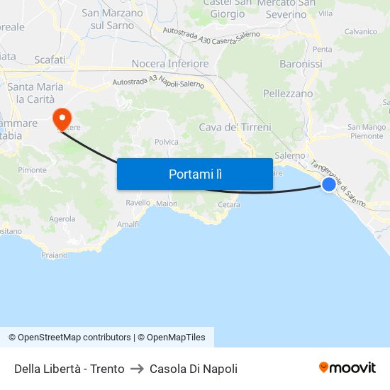 Della Libertà - Trento to Casola Di Napoli map