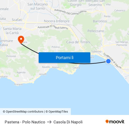 Pastena  - Polo Nautico to Casola Di Napoli map