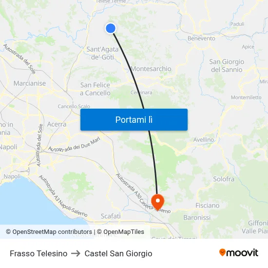 Frasso Telesino to Castel San Giorgio map