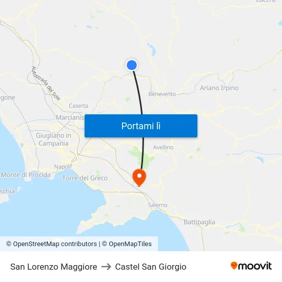 San Lorenzo Maggiore to Castel San Giorgio map