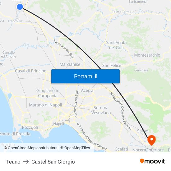Teano to Castel San Giorgio map
