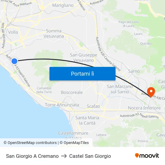 San Giorgio A Cremano to Castel San Giorgio map