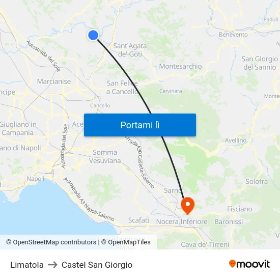 Limatola to Castel San Giorgio map