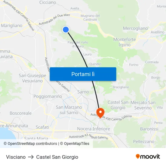 Visciano to Castel San Giorgio map