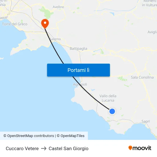 Cuccaro Vetere to Castel San Giorgio map
