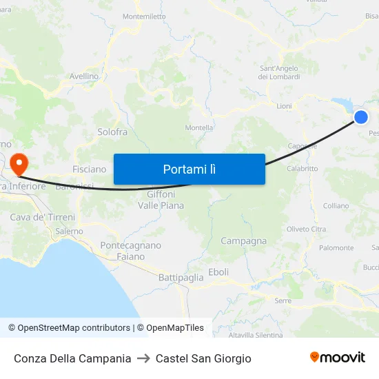 Conza Della Campania to Castel San Giorgio map