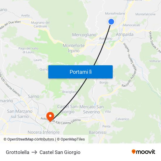 Grottolella to Castel San Giorgio map