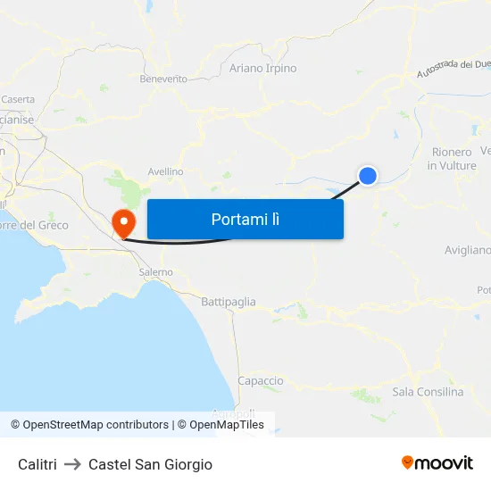 Calitri to Castel San Giorgio map