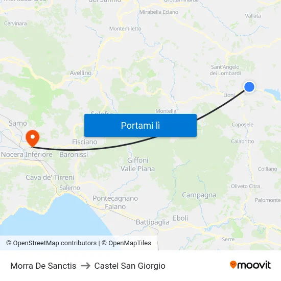 Morra De Sanctis to Castel San Giorgio map