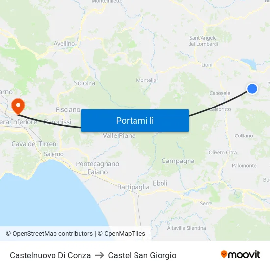 Castelnuovo Di Conza to Castel San Giorgio map