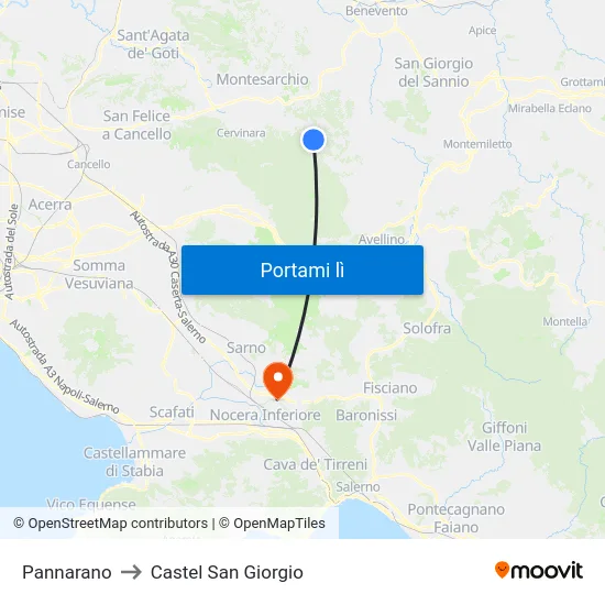 Pannarano to Castel San Giorgio map