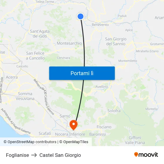 Foglianise to Castel San Giorgio map