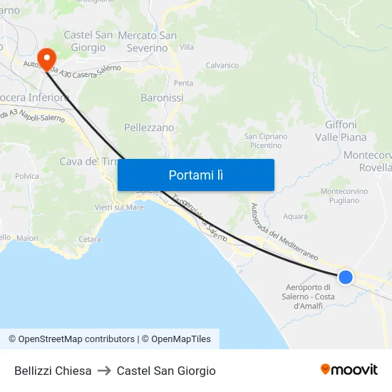 Bellizzi Chiesa to Castel San Giorgio map