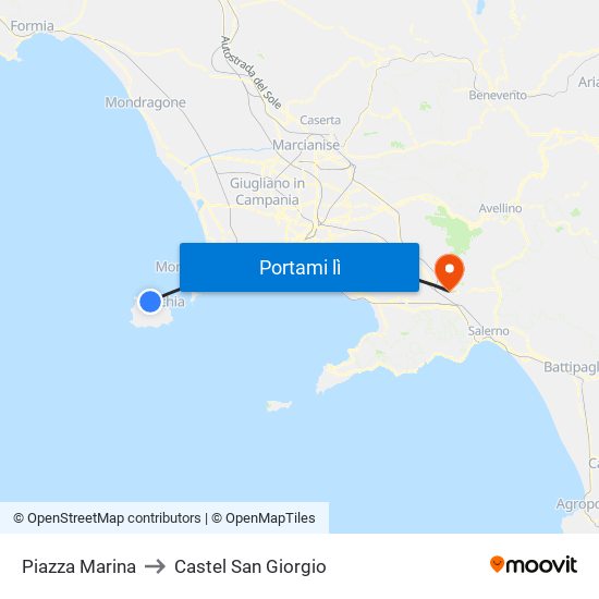 Piazza Marina to Castel San Giorgio map