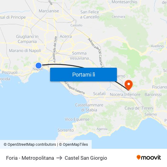 Foria - Metropolitana to Castel San Giorgio map