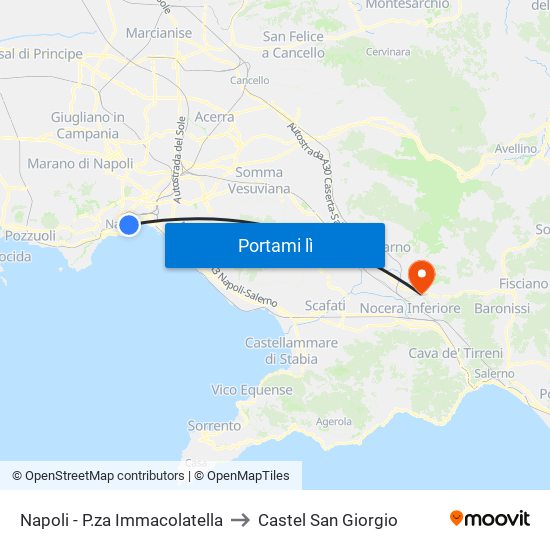 Napoli - P.za Immacolatella to Castel San Giorgio map