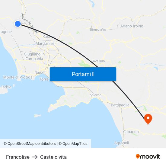 Francolise to Castelcivita map