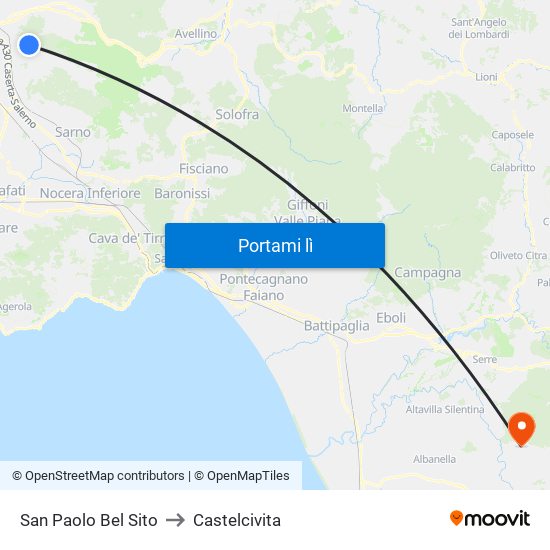 San Paolo Bel Sito to Castelcivita map