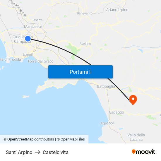 Sant' Arpino to Castelcivita map
