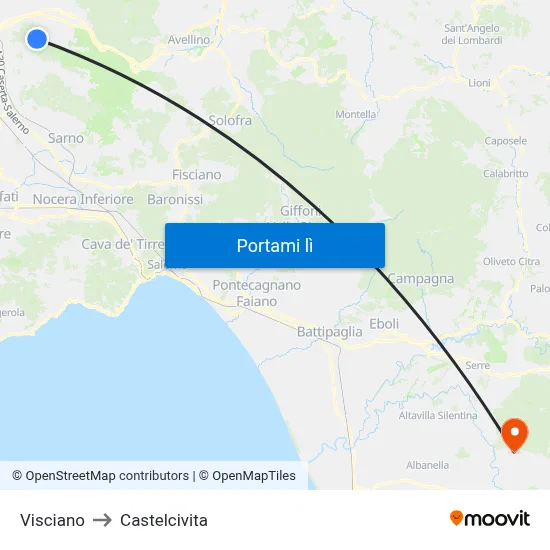 Visciano to Castelcivita map