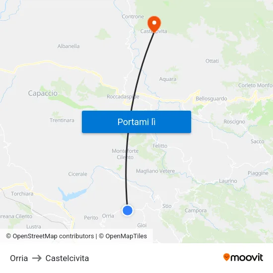 Orria to Castelcivita map