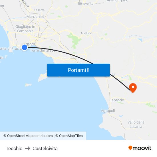 Tecchio to Castelcivita map