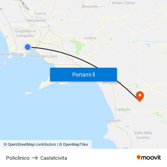 Policlinico to Castelcivita map