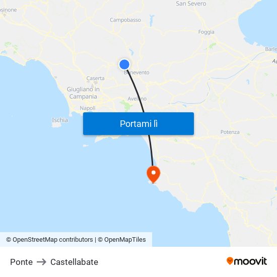 Ponte to Castellabate map