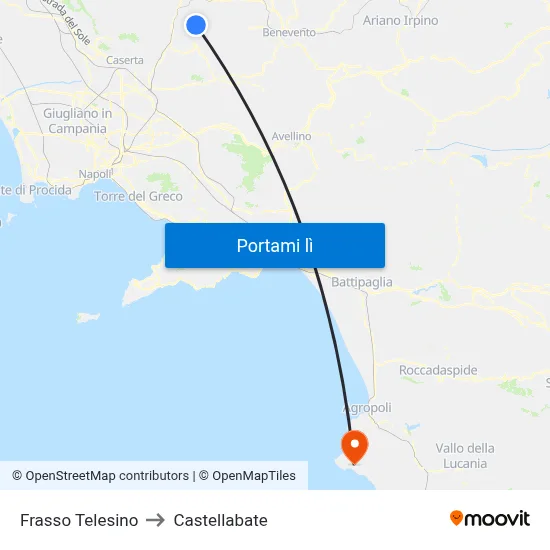 Frasso Telesino to Castellabate map