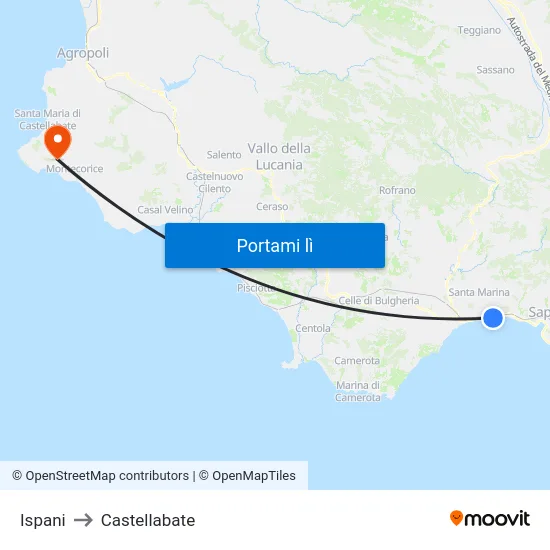 Ispani to Castellabate map