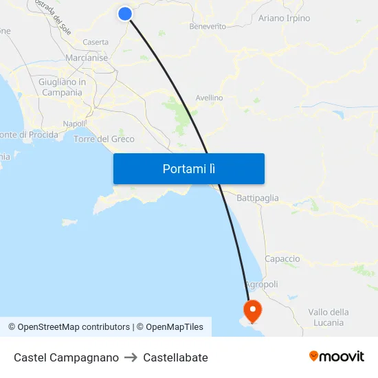 Castel Campagnano to Castellabate map